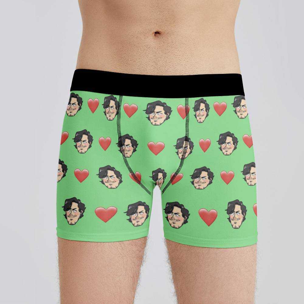 Distractible Boxers Custom Photo Boxers Men's Underwear Heart Boxers Green
