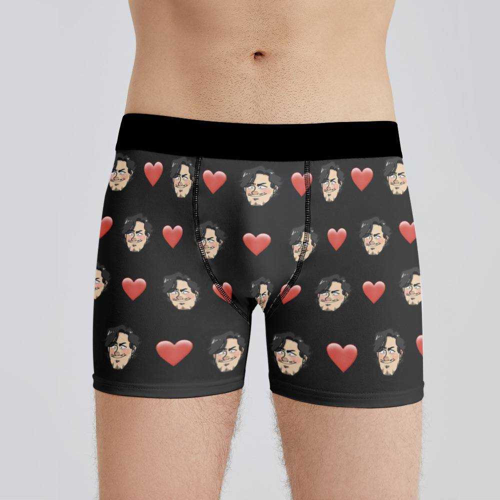 Distractible Boxers Custom Photo Boxers Men's Underwear Heart Boxers Black
