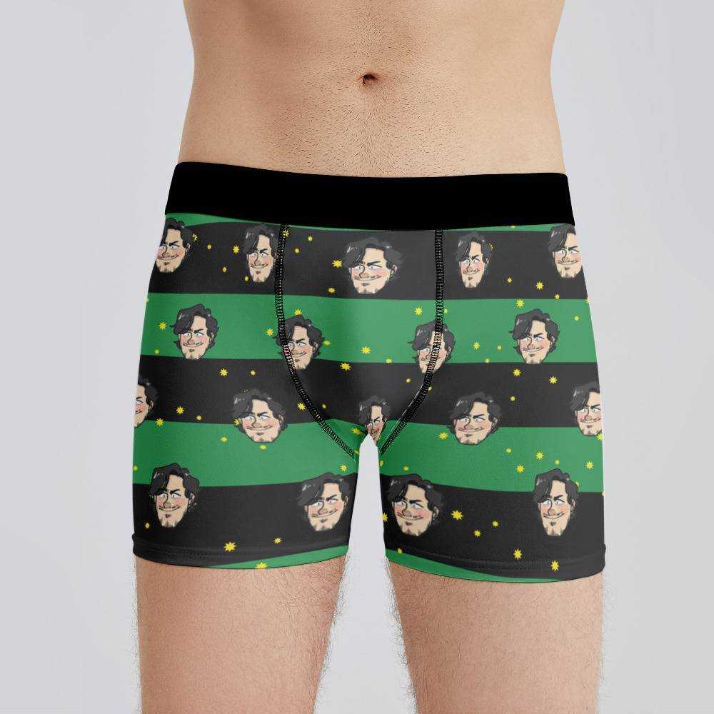 Distractible Boxers Custom Photo Boxers Men's Underwear Striped Printed Boxers Black