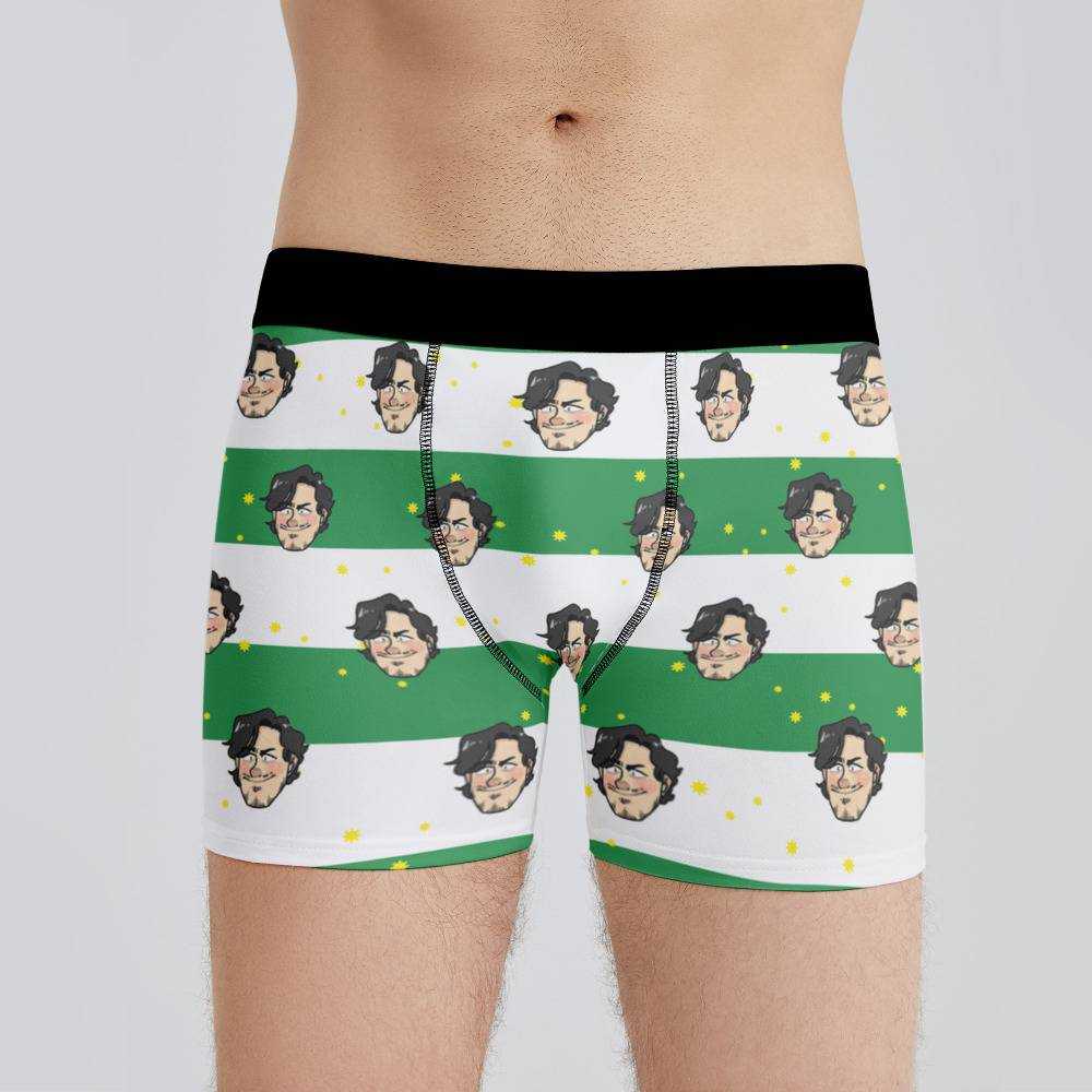 Distractible Boxers Custom Photo Boxers Men's Underwear Striped Printed Boxers White