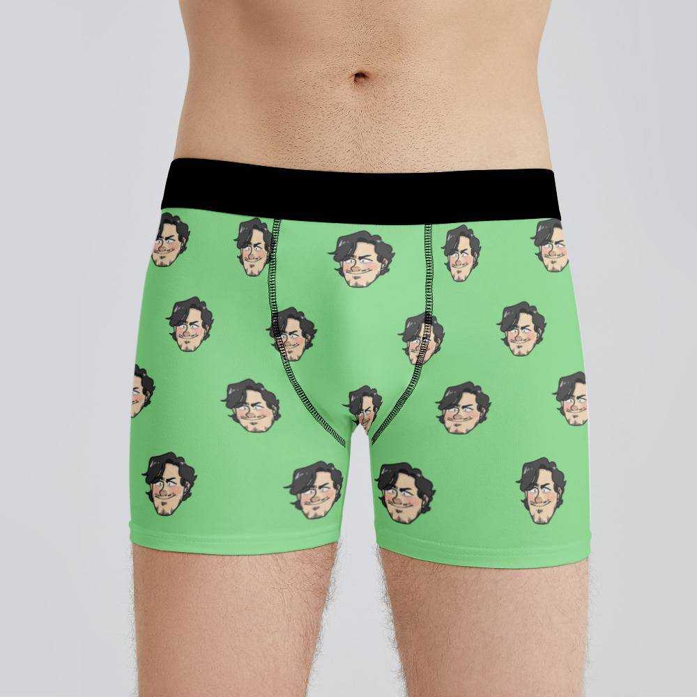 Distractible Boxers Custom Photo Boxers Men's Underwear Plain Green Boxers