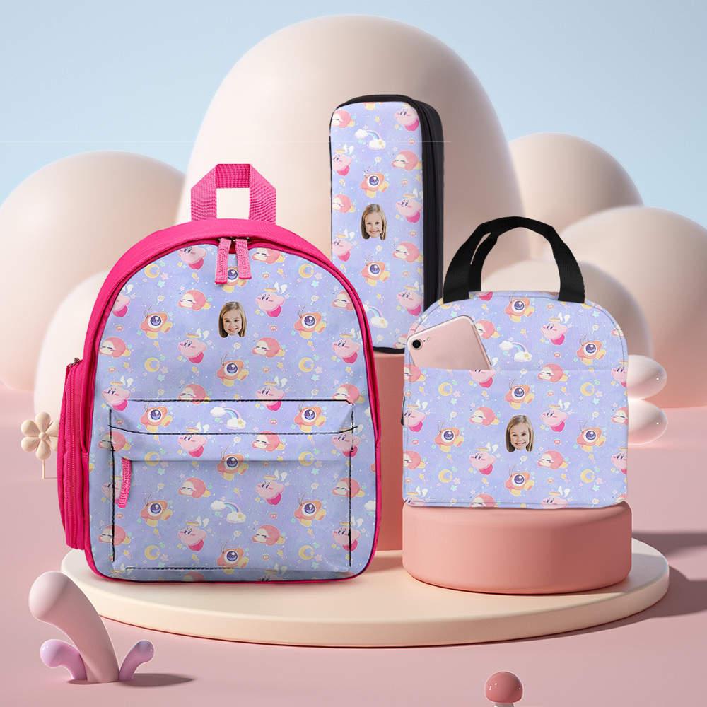 Kirby Backpack with Lunch Box and with Pencil Box