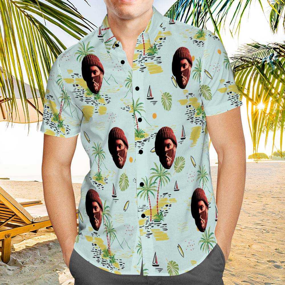 Xavier Wulf Hawaiian Shirt Custom Photo Hawaiian Shirt Chinoiserie Beach Print Hawaiian Shirt