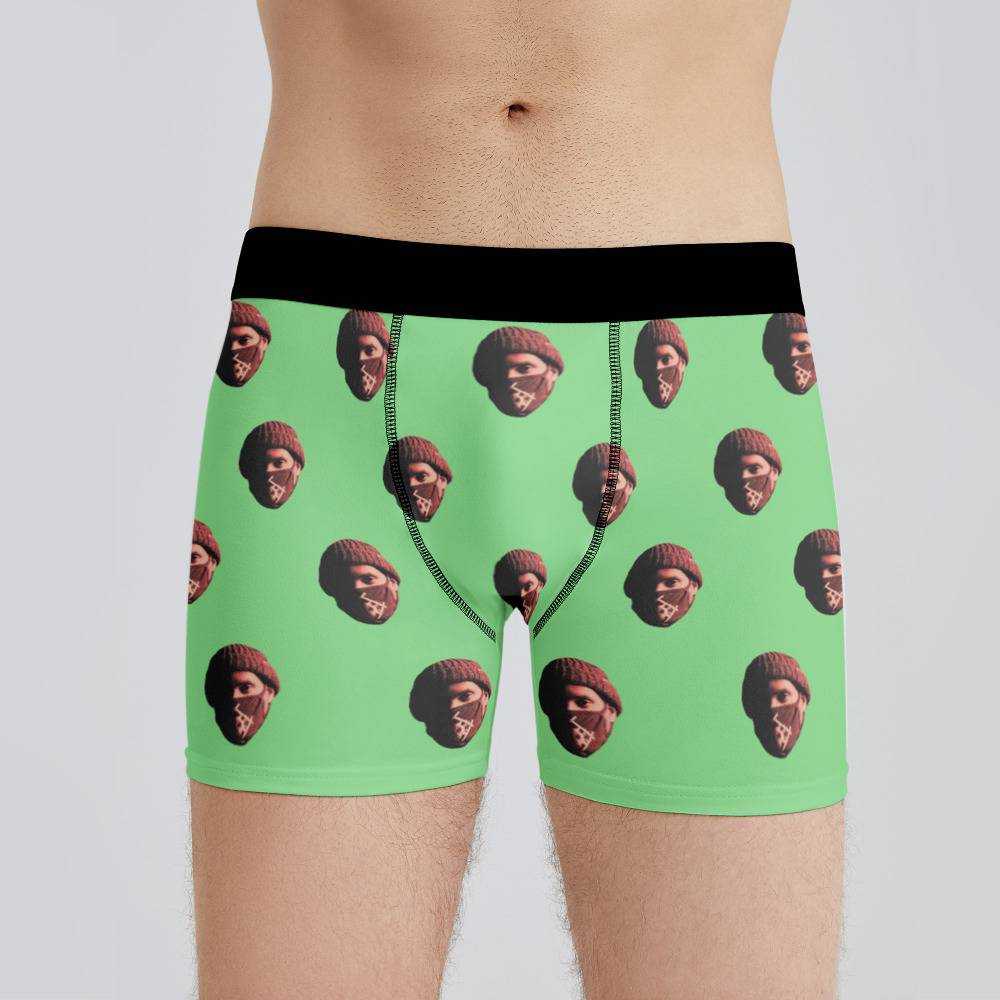 Xavier Wulf Boxers Custom Photo Boxers Men's Underwear Plain Green Boxers