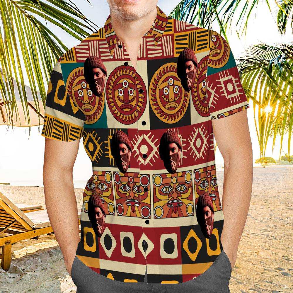 Xavier Wulf Hawaiian Shirt Custom Photo Hawaiian Shirt Retro Patterns Hawaiian Shirt