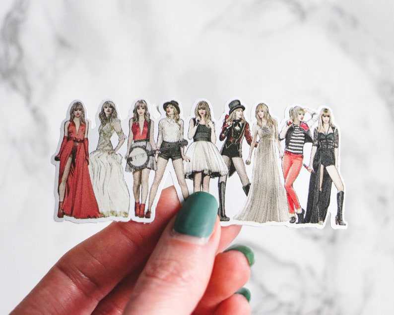 Taylor Swift A Variety Of Dress Up Waterproof Vinyl Sticker Beautiful And  Refined Glossy Taylor Swift Red Stickers