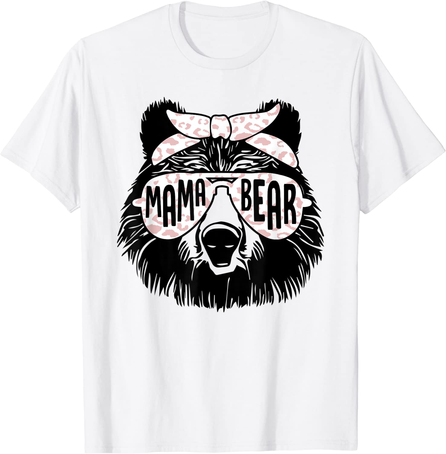 Cool Mama Bear with Glasses T-Shirt Unisex XS / Heather Prism Peach