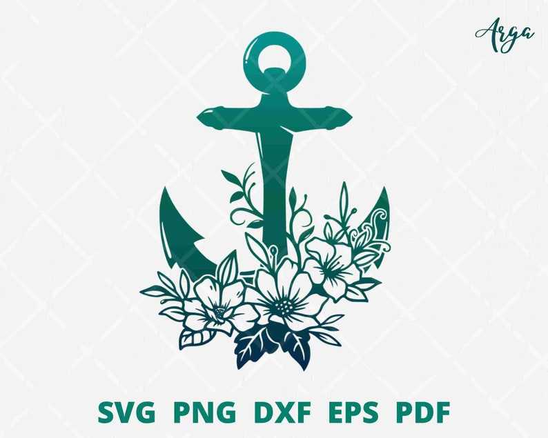Flower Anchor Svg, Anchor Svg#1