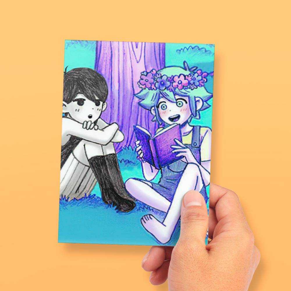 Omori Basil And Folower Sticker - Omori Basil And Folower Poster | Greeting  Card