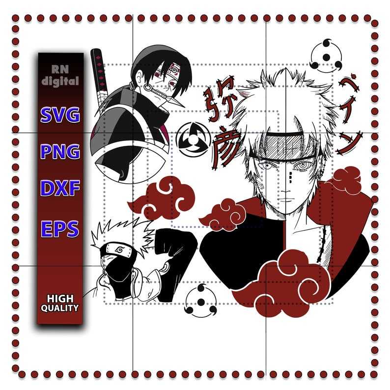 Akatsuki svg, Naruto Svg, Naruto Shippuden Akatsuki svg, svg file for  cricut ,Anime svg, png, eps, dxf digital download