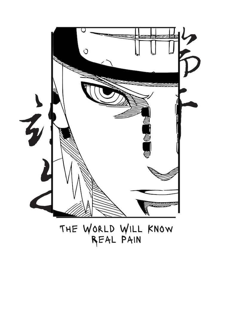 Naruto Pain Clipart Line - Pain Face Naruto Drawing, HD Png Download ,  Transparent Png Image