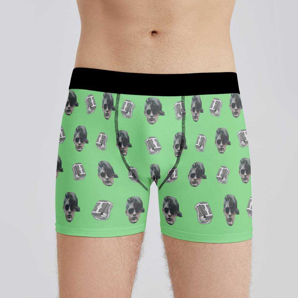Upchurch Boxers Custom Photo Boxers Men's Underwear Microphone Boxers Green