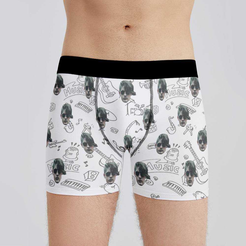 Upchurch Boxers Custom Photo Boxers Men's Underwear Musical Instruments Pattern Boxers White