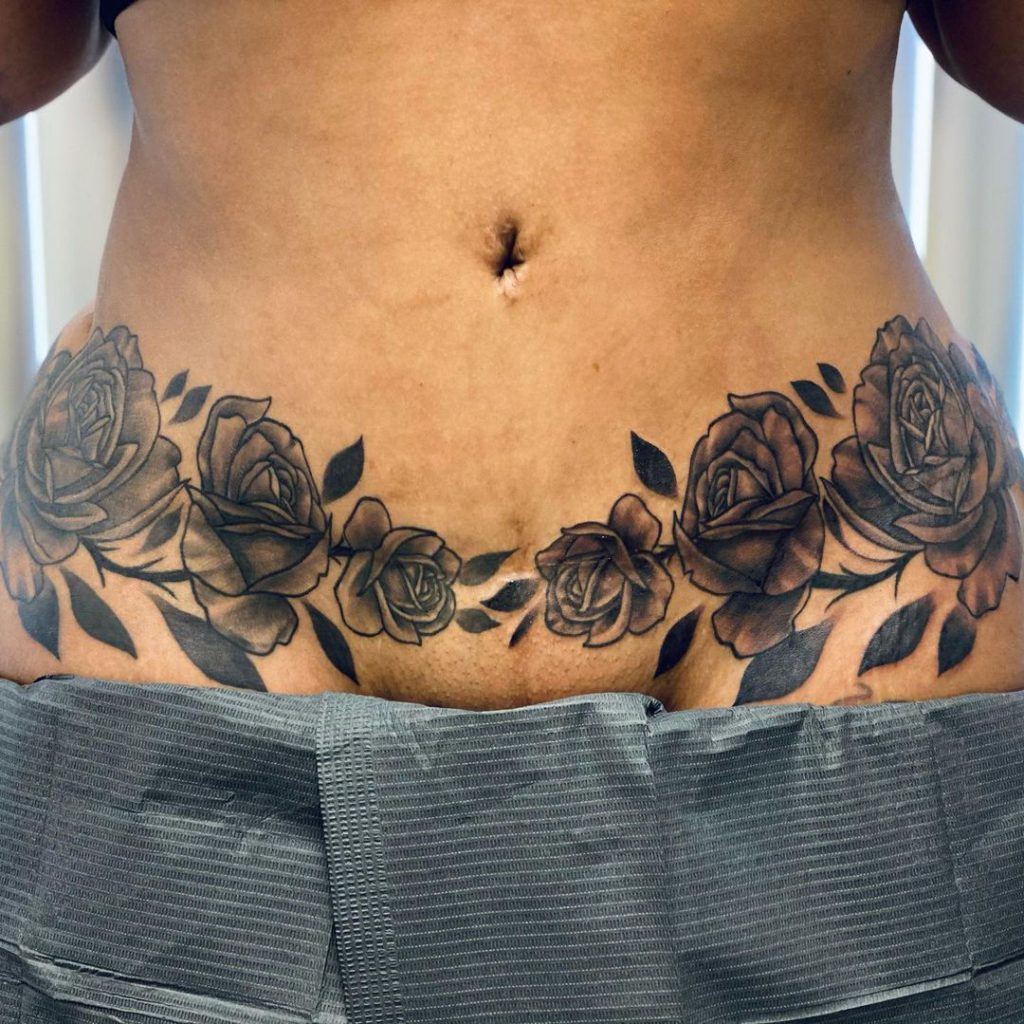 Floral ideas of tummy tuck tattoo rose