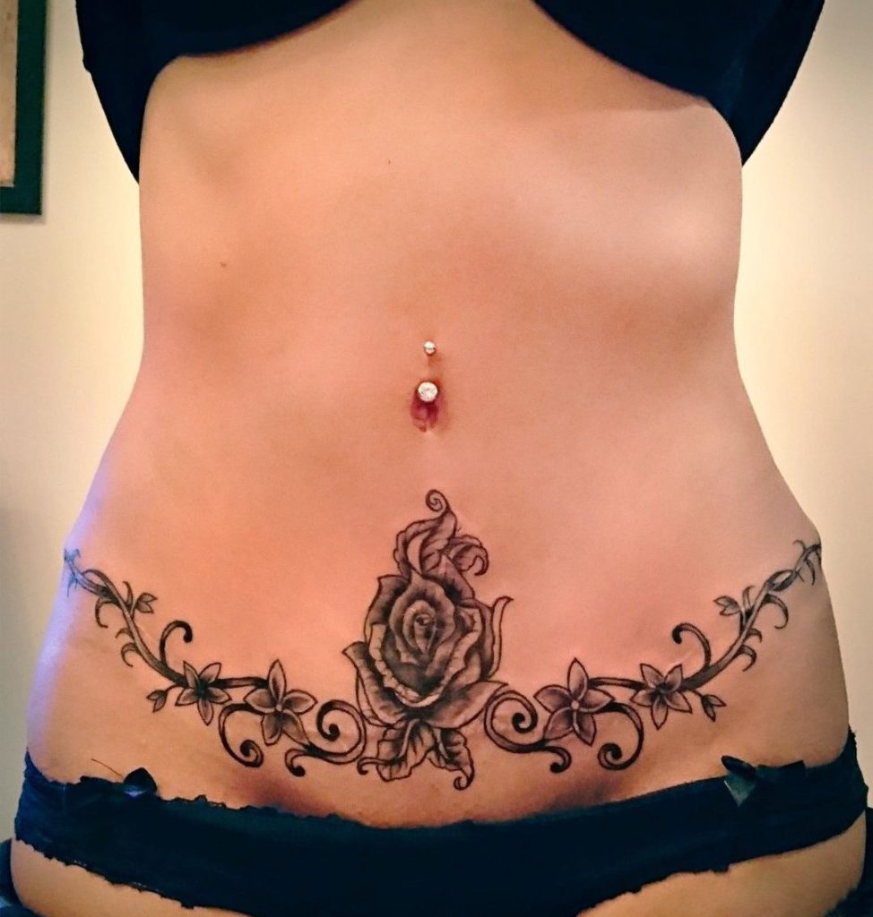 Floral ideas of tummy tuck tattoo one rose