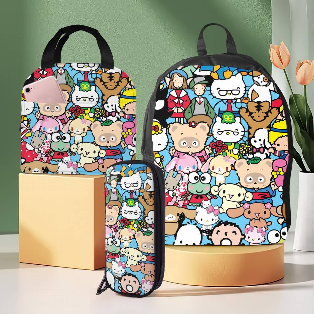 Kuromi Backpack with Lunch Box and with Pencil Box