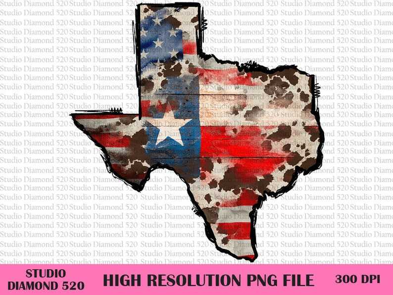 Texas Map Flag Cowhide Svg#2