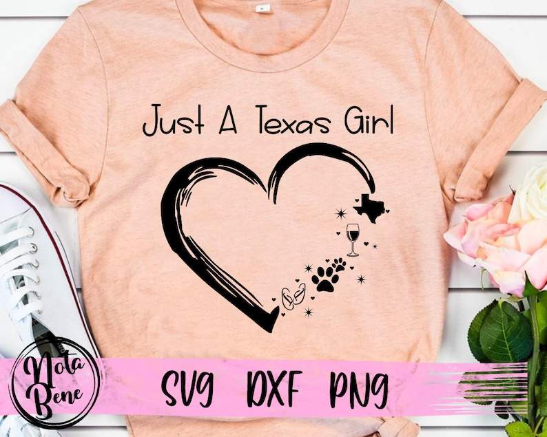 Just a Texas Girl Heart SVG#4