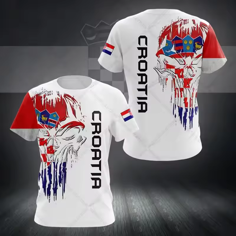 Croatia Emblem Skull Graphic Customized T-shirts 