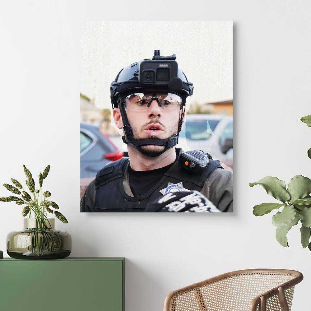 Patty Mayo Canvas Rookie Tackled Into A Pool Canvas