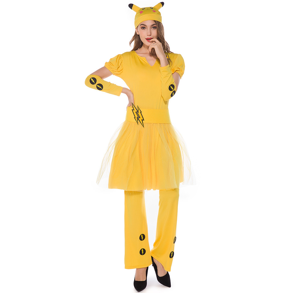 COSTUME CARNEVALE CHINCHILLA ELECTRIK POKEMON PIKACHU TAGLIA UNICA ADULTI  VESTITO COMPLETO DI CAPUCCIO C.84623 GUIRCA - Parole e Pensieri