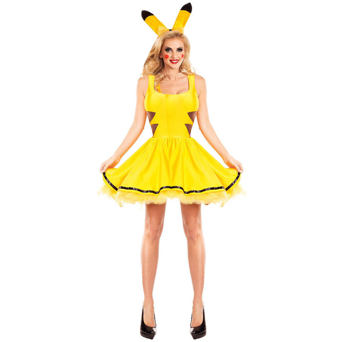 Z-C1-1 Pokemon Pikachu Womens Halloween Dress Fancy Cosplay Cartoon Costume