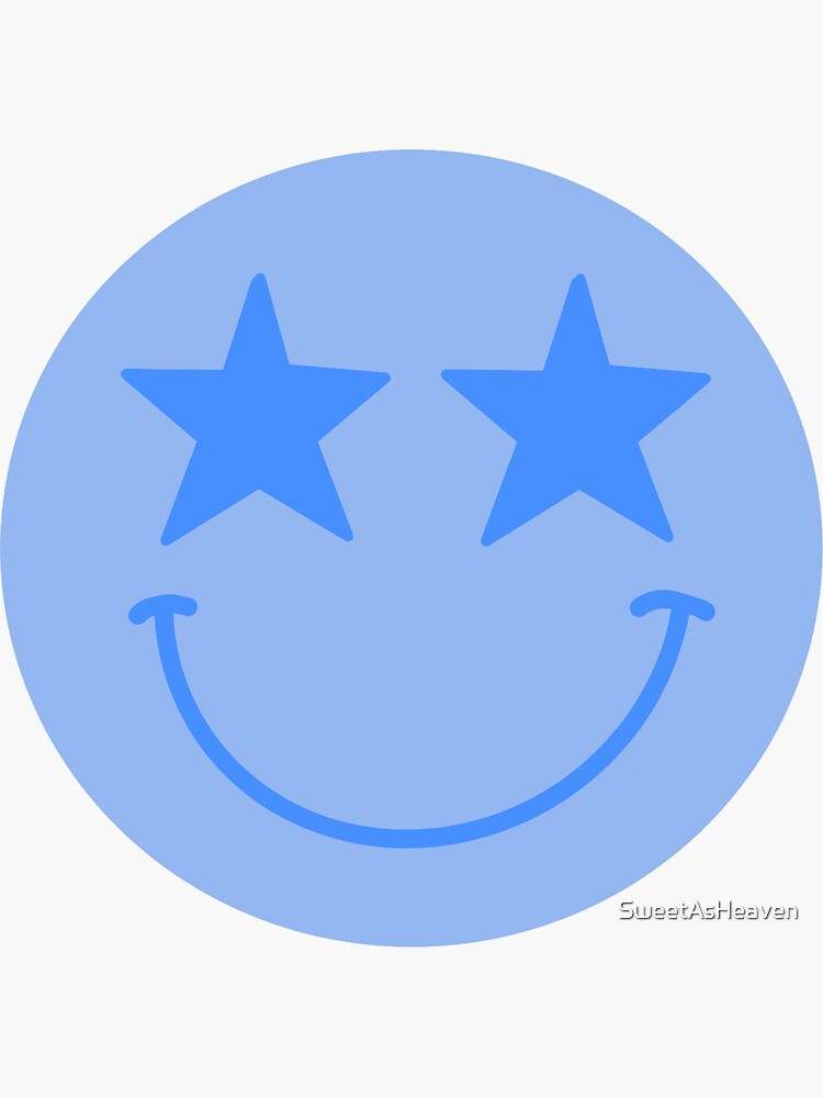 Shop Durable Blue Preppy Star-Eyed Faces Sticker Sticker With Cheap Price.
