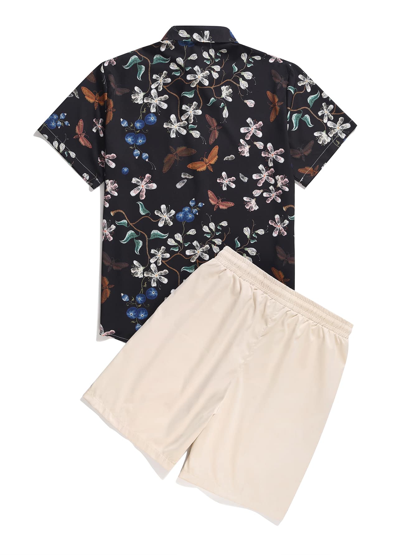 Buchon Outfits For Guys, Floral & Butterfly Graphic Button Front Pocket ...