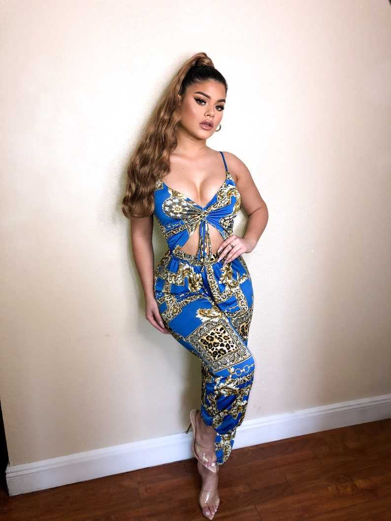 Buchona Outfit, Royal & Gold Printed Jumpsuit#2