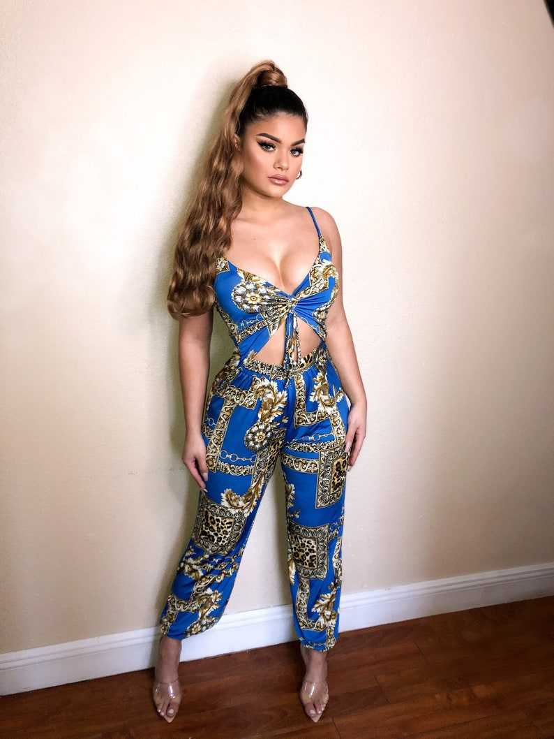 Buchona Outfit, Royal & Gold Printed Jumpsuit#1