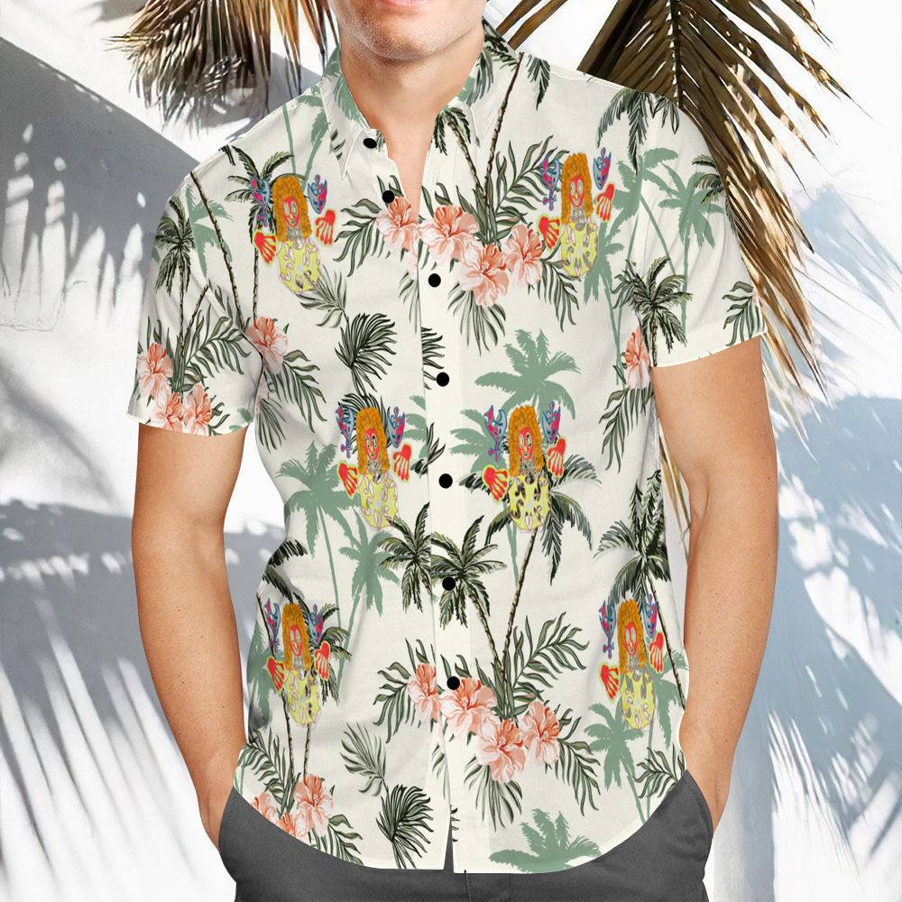 Bladee Hawaiian Shirt Custom Photo Hawaiian Shirt Pink Chinoiserie Print  Hawaiian Shirt