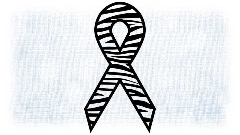 Black Striped Zebra Awareness Ribbon, Breast Cancer Ribbon Svg