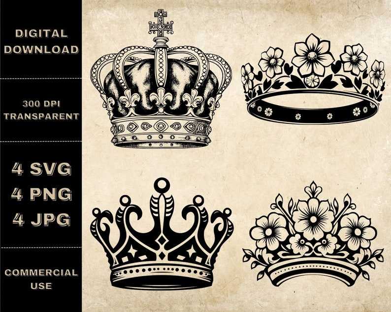Princess Crown Svg, Royal Crown SVG Bundle Hand Drawn Crown