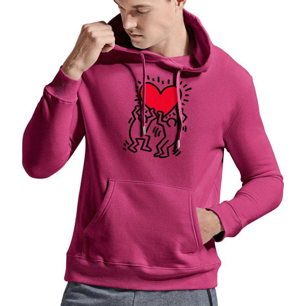 Keith Haring Hoodie, Men Holding Heart Icon Hoodie |  keithharingsweatshirt.com