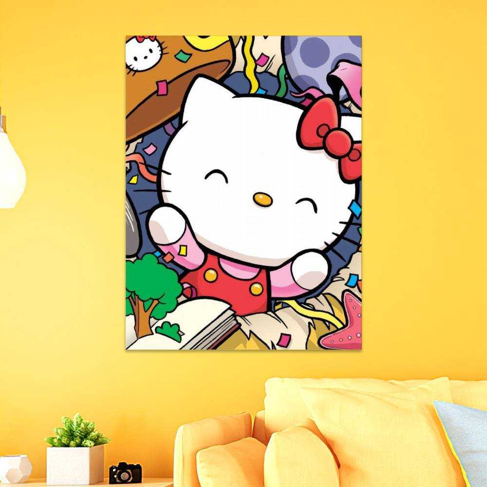 Sanrio Hello Kitty Poster Blue Heart Poster Wall Art Sticky Poster
