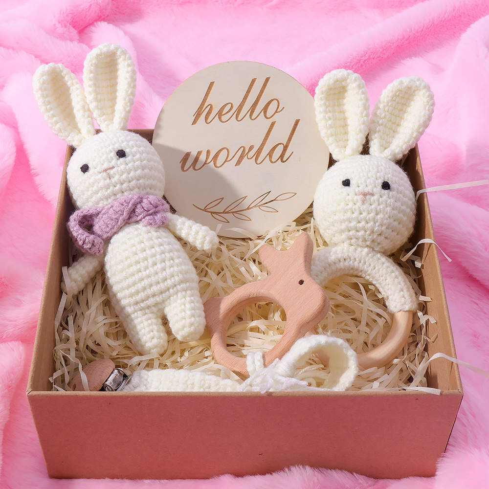 Plush Gifts, Cute Bunny Baby Rattle Crochet Plushies, Stuffed Cute Toys