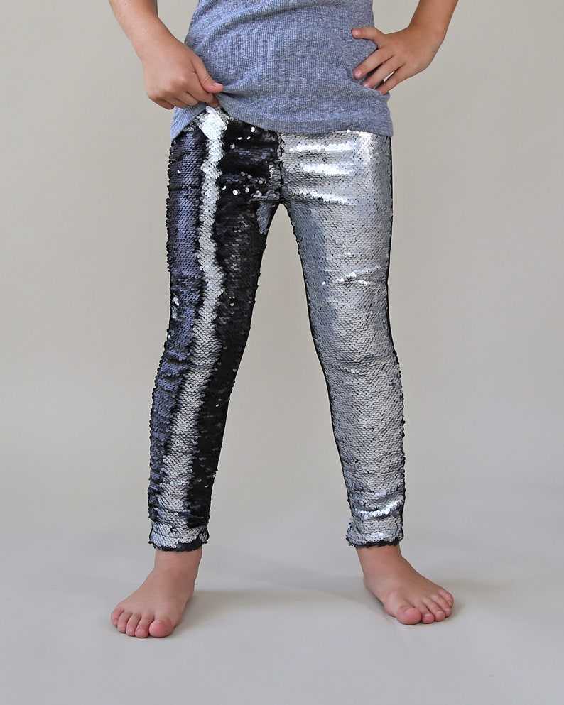 Black and Silver Reversible Sequined Pants, Flip Sequin Pants, Black and Silver Sequined Pants, Magic Sequin Pants#5