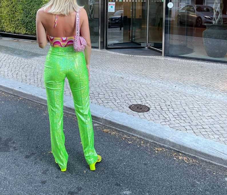 Posada Sequin Flare Pants (Emerald)