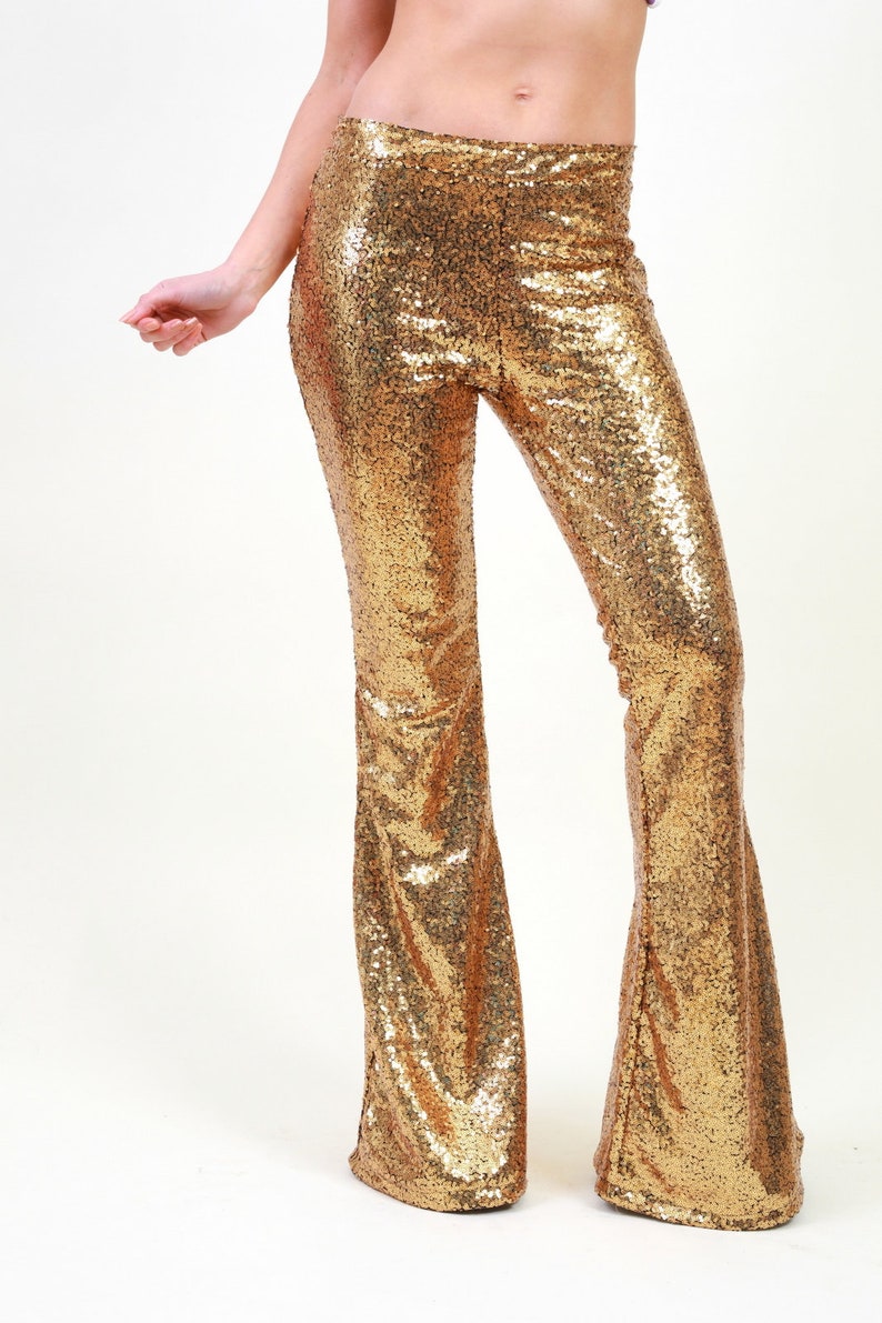 Gold glitter flared trousers