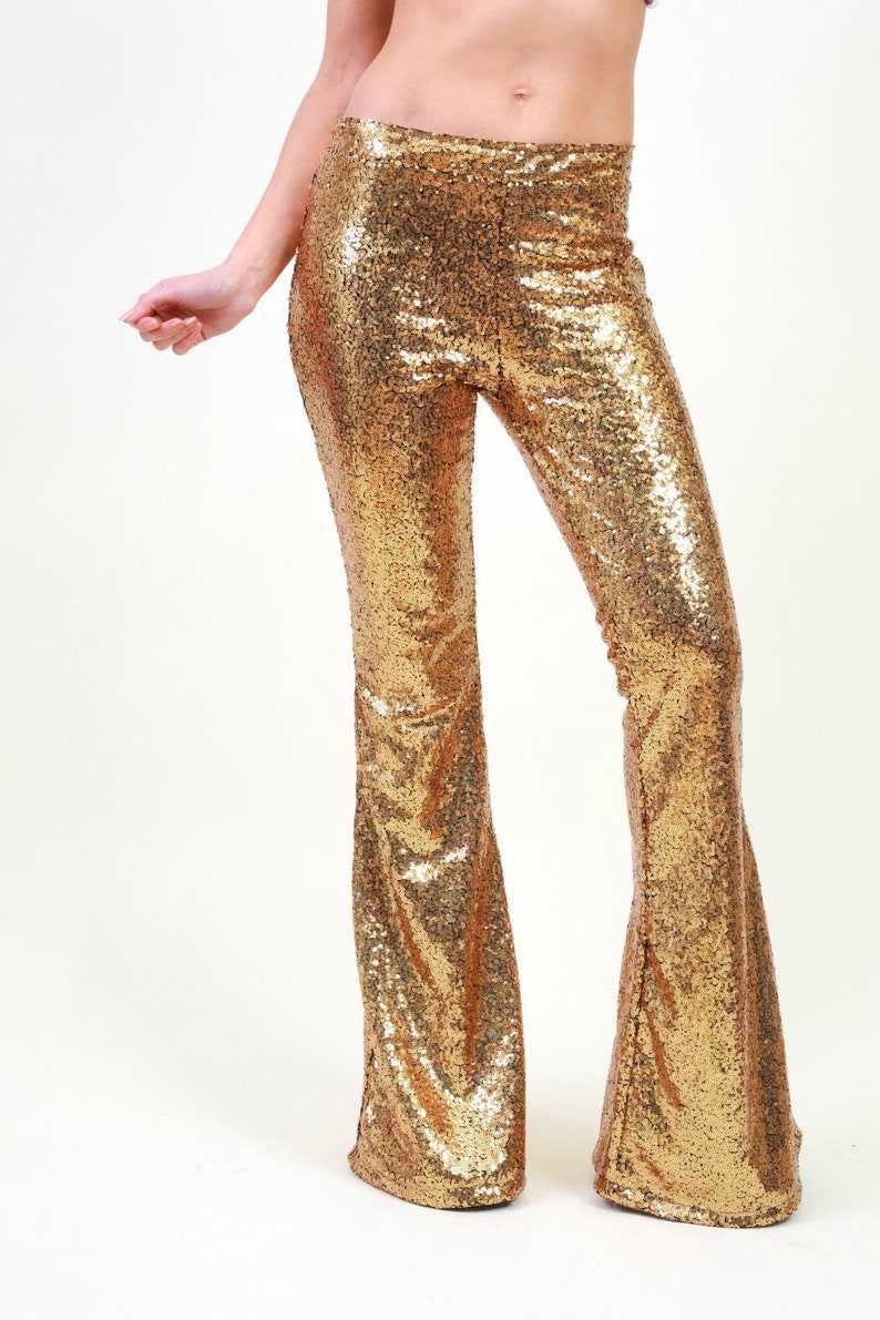 Gold flare outlet pants