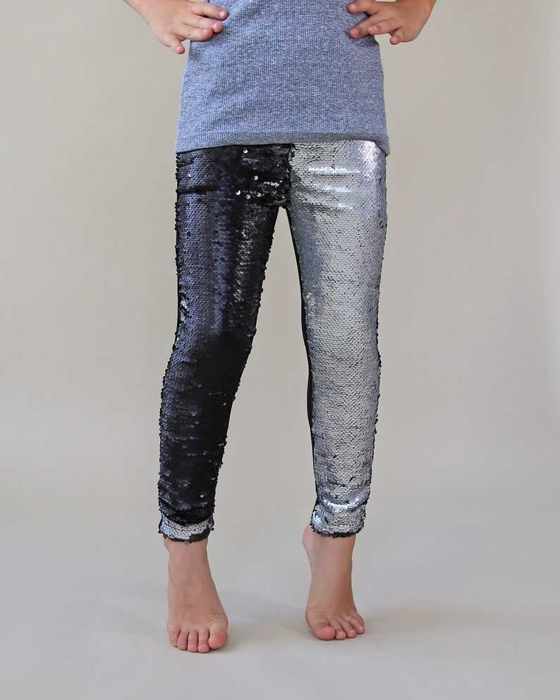 Black and Silver Reversible Sequined Pants, Flip Sequin Pants, Black and Silver Sequined Pants, Magic Sequin Pants#4