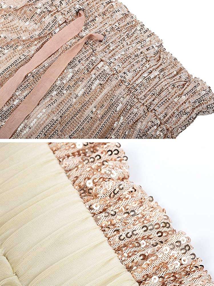 Women's Gold Sequin Bling Legging, Joggers Pencil Pants with Drawstring#4