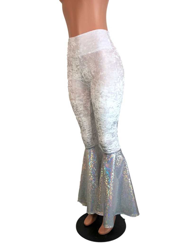 White Shattered Glass Bell Bottoms, Rave Clothing at Affordable Prices