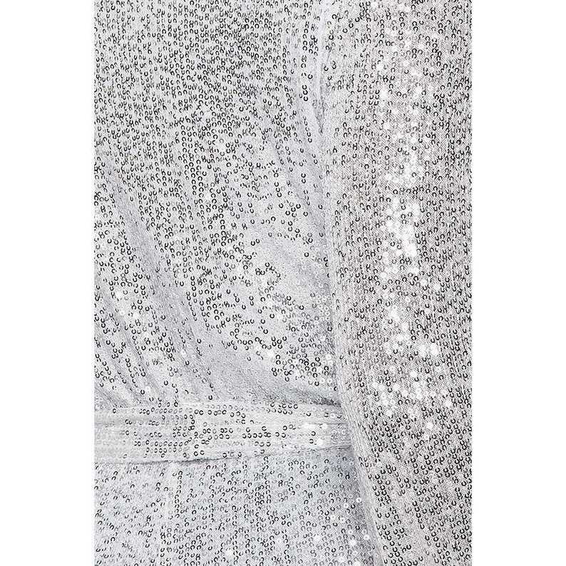 Eve Silver Sequin Long Sleeve Belted Jumpsuit#5