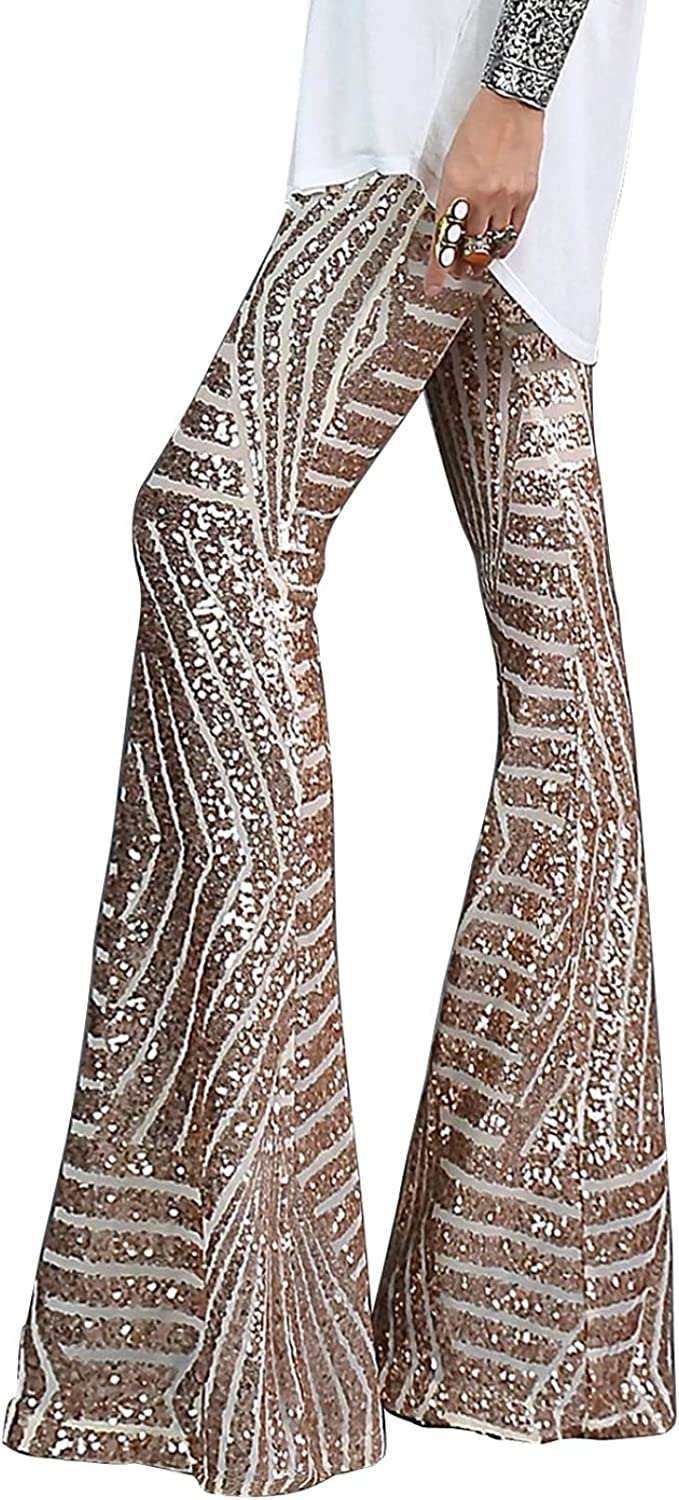 Gold Sequin Flare Pants