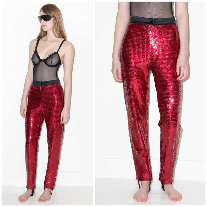 Vintage 80's Sequin Stirrup Pants Fashionable And Comfortable