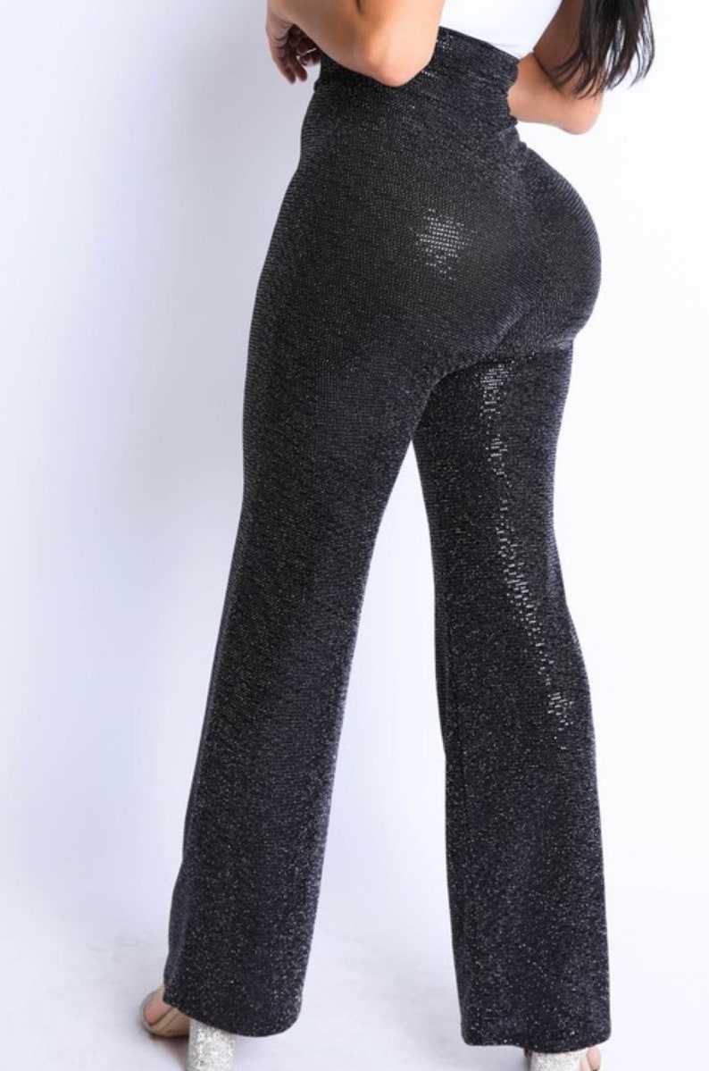 Women's Sequin Pants, High Waisted Sparkly Bell Bottoms, Wide Flare Leg Pant, Unique Clothes#3