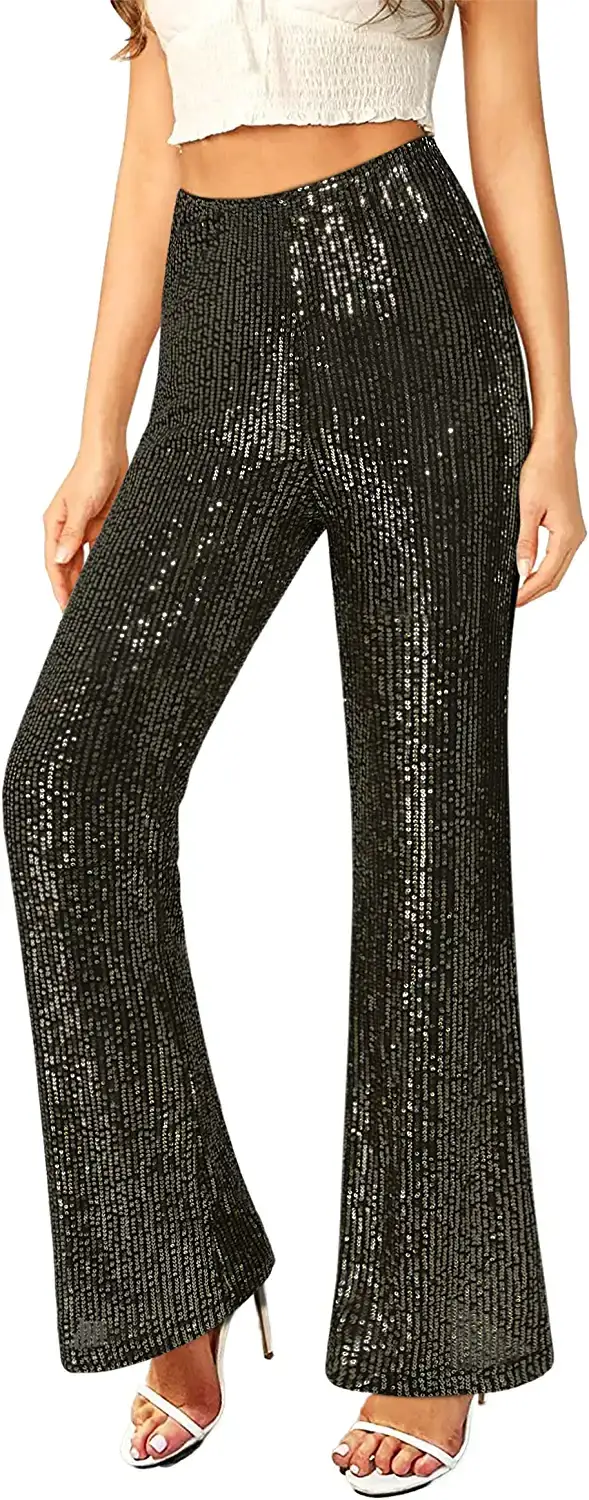 flared work pants — bows & sequins