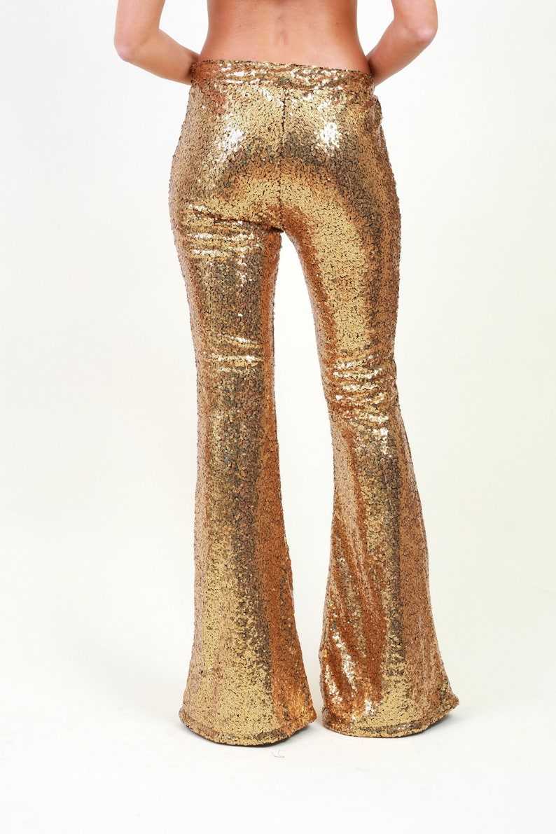 Gold Sequin Droppie  Women's Pants - Motto Fashions