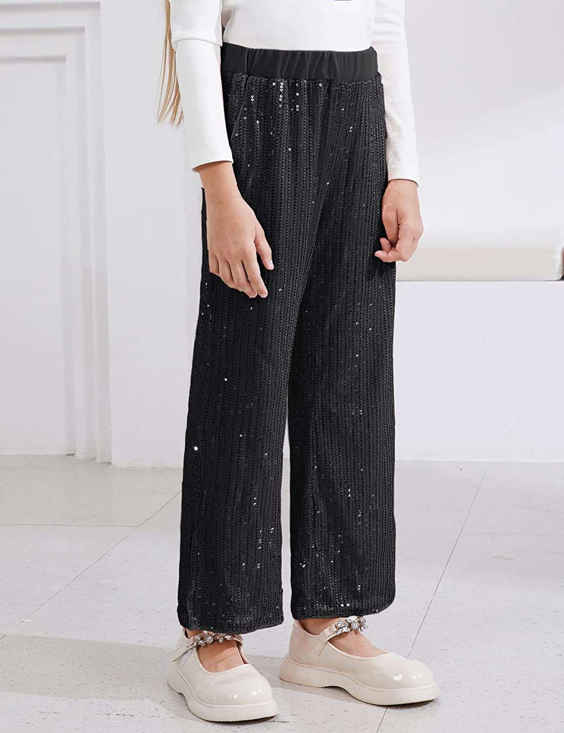 Plus Size Sequin Pants, High Waist Pants for Girls with Lining and Pockets#5